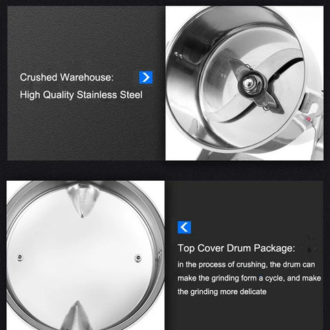 Elektrische kruidenmolen - 3000W - Elektrische graanmolen - Grinder - Kruidenmolen - Kruidenmolen - Koffiezetapparaat - Graankruidenmolen - Tarwemenger - Droge voedselmolen - 800G - Roestvrij staal