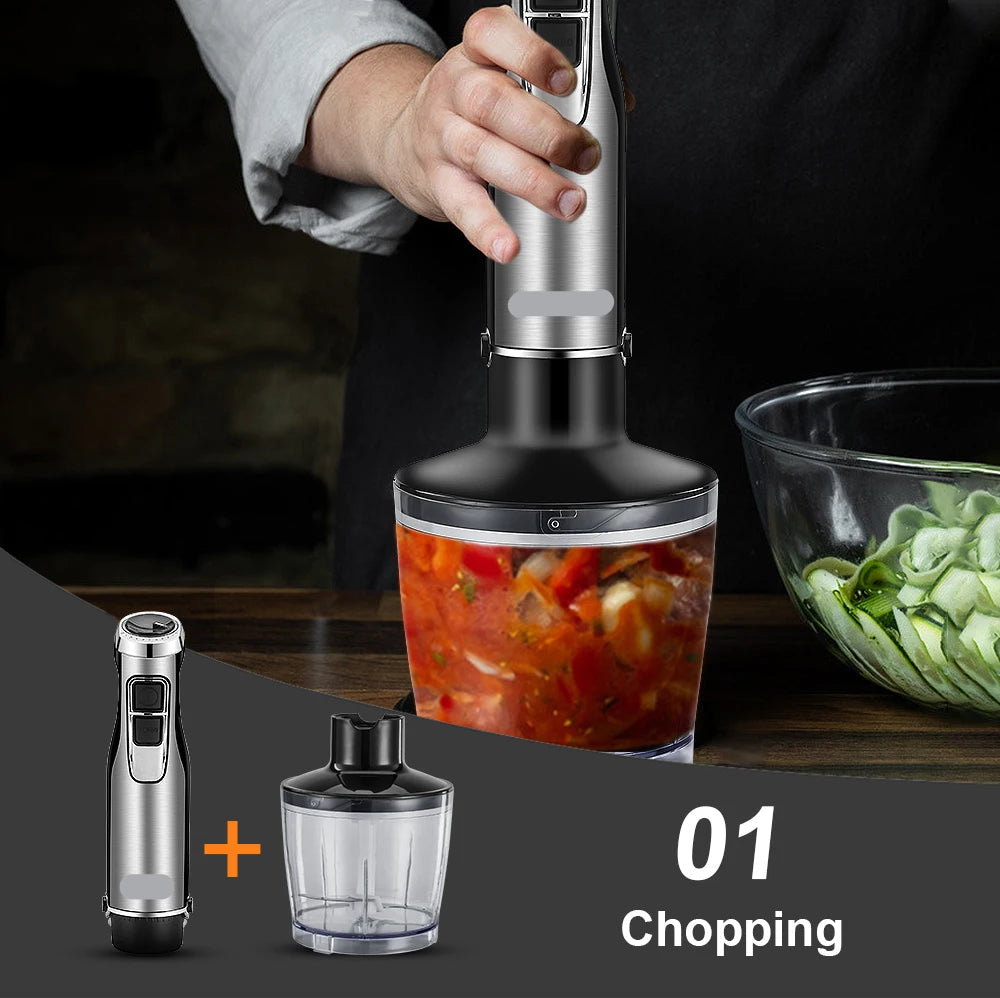 4-in-1 Krachtige Staafmixer –  Staafmixer set - Blender - Hakmolen & Smoothiebeker - 1200W - Hand Blender