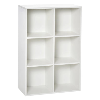 Boekenkasten - Boekenplank - Wandplank - Boekenplank - Opbergrek Organizer - 65,5x30x97,5 cm - 3-niveau - 6 Opbergvakken - voor slaapkamer kantoor - Wit - QUORE
