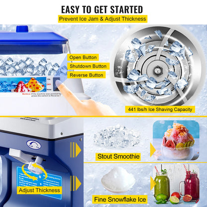 Ice Crusher - IJscrusher blender machine - IJs verbrijzelaar elektrisch - Slush puppy machine- Cocktail ijs - IJsvergruizer - slush maker - QUORE