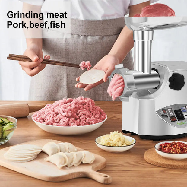 Meat grinder - Electric meat grinder - Sausage grinder - Food processor - 3000W - 220V - 1.2 kg - Silver