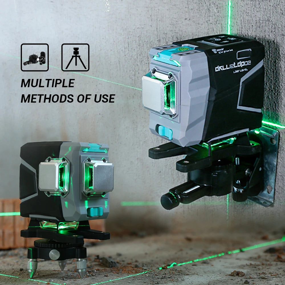 DKLL12tdP02 - 12 Lijnen 4d Laser Level - Groene Lijn Zelfnivellering - 360 Horizontaal En Verticaal - Superkrachtig Laserniveau - Golflengte 520nm - High-Precision - QUORE