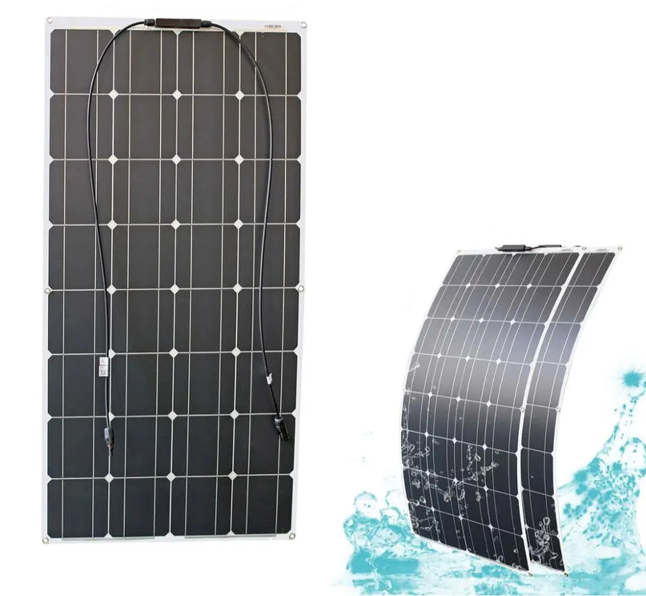Zonnepaneel - Zonnepanelen - Monokristallijne - Flexibel - Buigzaam - Waterdicht - Lichtgewicht - 200W - 2stuk -Zonnebatterij - 20A Regelaar - voor Dak - Boot - Caravan