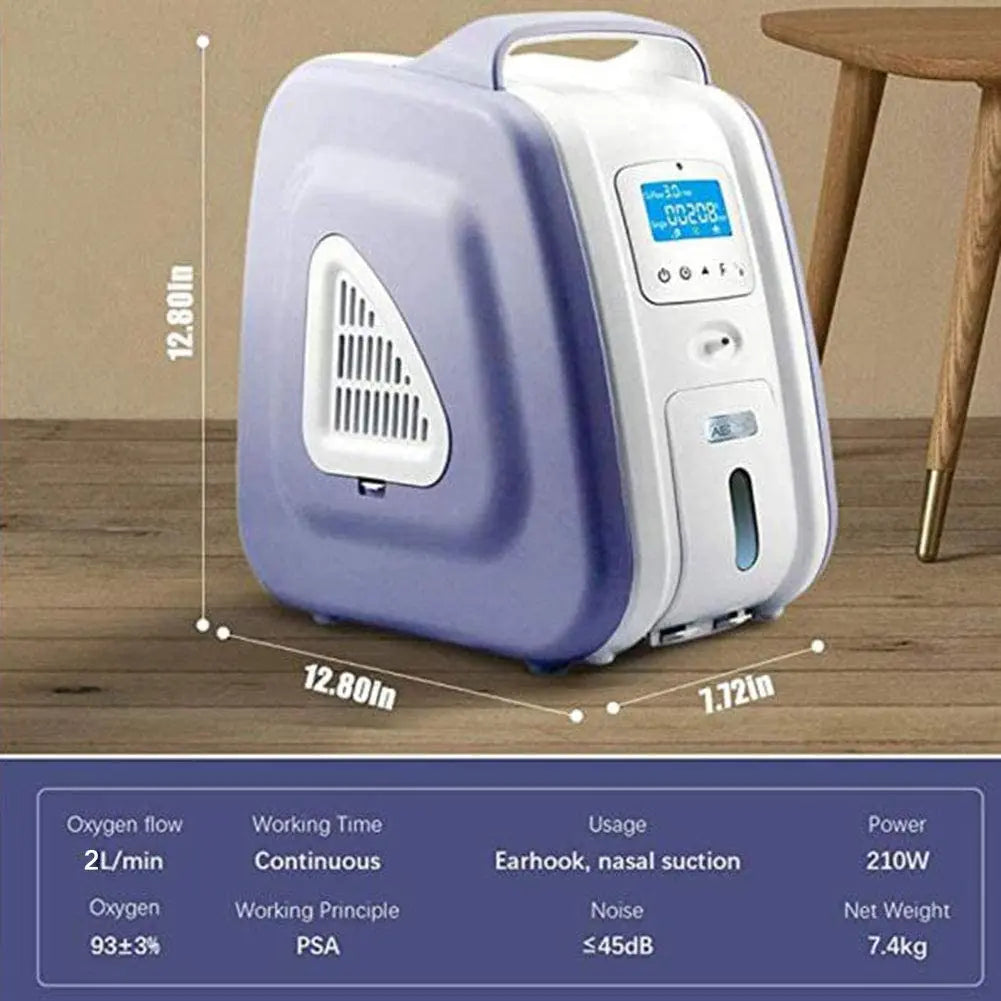 Zuurstofconcentrator – Zuurstofgenerator – Ademhalingsapparaat – Oxygeneer Machine – Medische Concentrator – Instelbare Zuurstofstroom 2-9 L/min – Stil (<38 dB) en Lichtgewicht (7,2 kg)