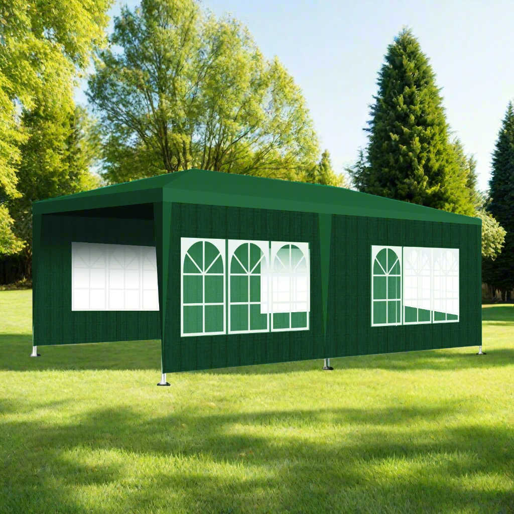 Partytent – Tuin Tent – Waterdichte Tent – Outdoor Tent –  Kampeertent – Tuinent – Weerbestendig PE-Materiaal – Stevig Metalen Frame – 3 x 6 m - Groen