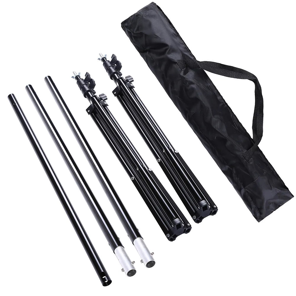 Lacyfans- Achterdoek Stand Kit - 200x200cm - Fotografie Achterdoek Stand Verstelbaar - Fotografie Achtergronden - Aluminium - Zwart - QUORE