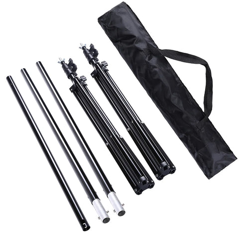 Lacyfans- Achterdoek Stand Kit - 200x200cm - Fotografie Achterdoek Stand Verstelbaar - Fotografie Achtergronden - Aluminium - Zwart