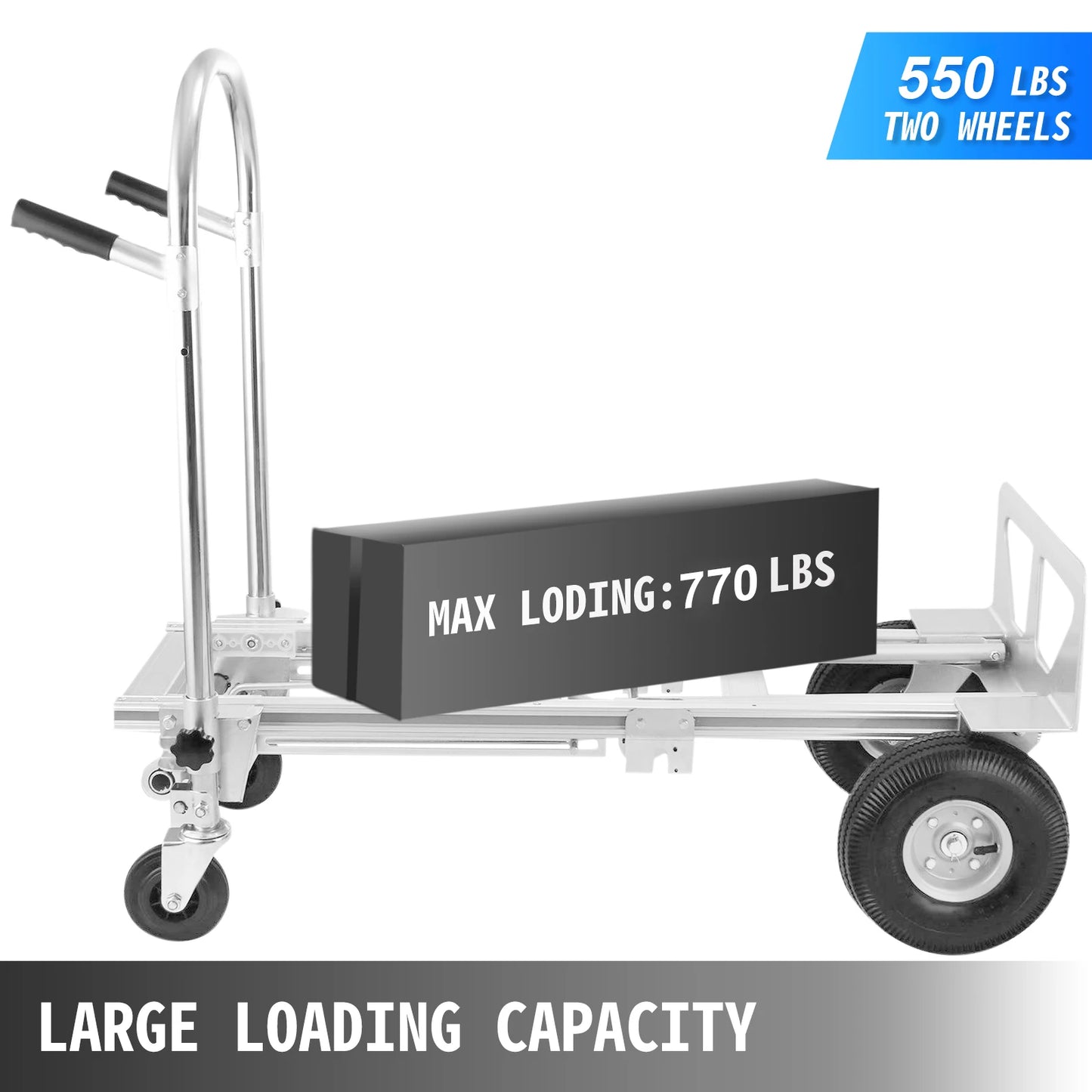 Steekwagen - Steekkar - Transportkar - Transportwagen - 3-in-1 Aluminium Handtruck -  1000 lb Capaciteit – 350kg Max Gewicht - Opvouwbaar & Heavy-Duty - Geschikt voor Thuis & Industrieel Gebruik