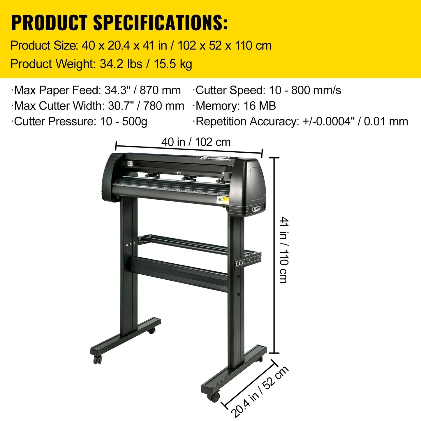 Vinyl Plotter Cutter – Vinyl Snijder – Snijplotter – Sticker Cutter – Plotter Machine – 34 Inch Snijbreedte – Verstelbare Snijdruk Zwart