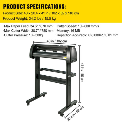 Vinyl Plotter Cutter – Vinyl Snijder – Snijplotter – Sticker Cutter – Plotter Machine – 34 Inch Snijbreedte – Verstelbare Snijdruk Zwart
