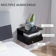 Nachtkastje - Tafel - Bed Pocket - Bedtafel - Bed Organizer - Set van 2 - 1 Lade en Legplank - Zwart