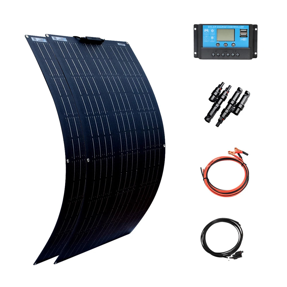 Zonnepaneel - met Zonnebatterij - Zonnepanelen - Monokristallijn - 200W - 20A - Zonne-kit - Lichtgewicht - Waterdicht - Flexibel