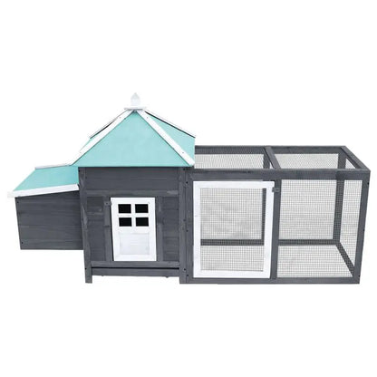 Kippenhok - Kippenren - Kippenhokken - Inloop Kippenren - Waterdicht Dak - 193x68x104cm - Houten Buitenhok - voor Pluimvee - Kastanjebruin