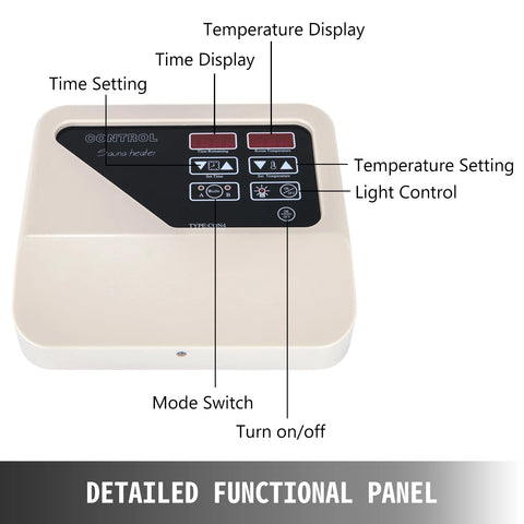 Vevor - Sauna Controller - Digital - External Controller - for Sauna Heater - 3-9kw Digital Controller - White