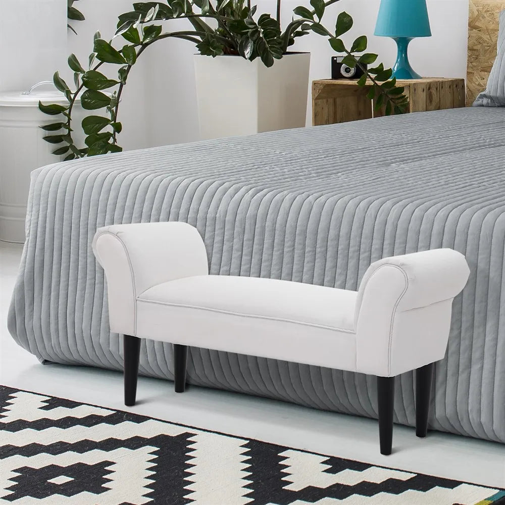 Bank - Stoel - Slaapkamerbank - Voetenbank - Slaapkamer - 102 cm x 36 cm x 51 cm - Wit - QUORE