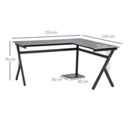 Homcom - Laptop Notebook Computer Bureau - Computer Bureau - Studeer Bureau - Laptop Tafel - Werkstation - Gaming Tafel - L Vorm - Zwart