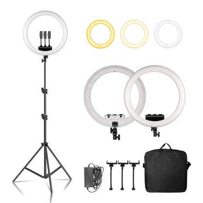 Ringlamp met Statief - 26 cm / 10 inch - Zwart - TikTok Lamp - 30 Lichtstanden - Ringlight met Afstandsbediening - Incl. Mini Tripod - Ring Light - QUORE