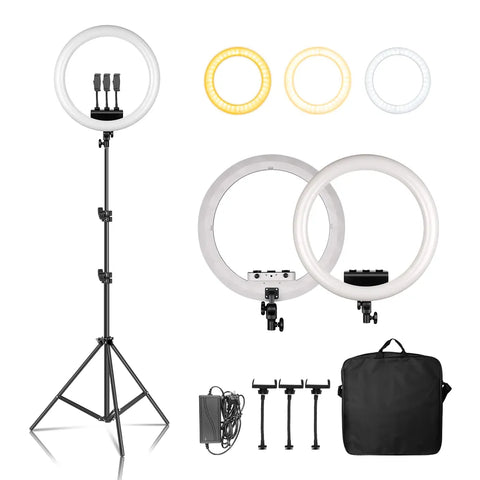 Ringlamp met Statief - 26 cm / 10 inch - Zwart - TikTok Lamp - 30 Lichtstanden - Ringlight met Afstandsbediening - Incl. Mini Tripod - Ring Light - QUORE
