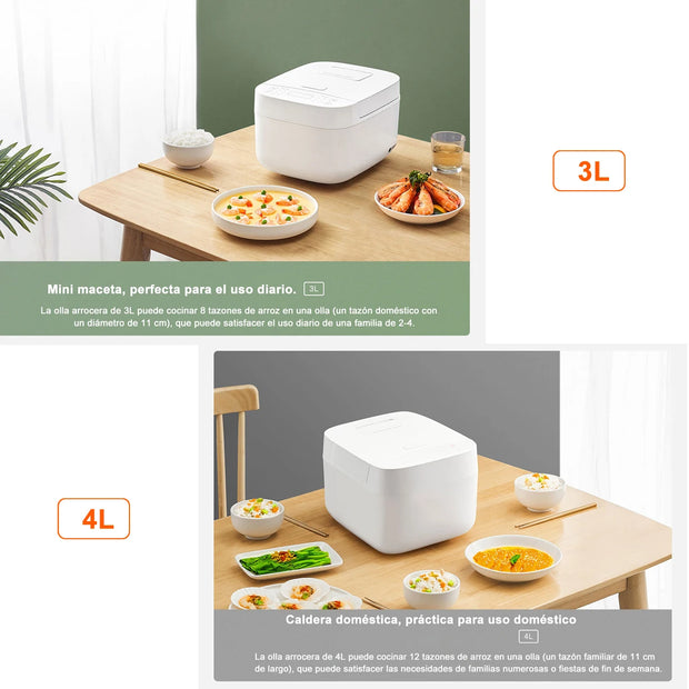 Rijstkoker met Stomer - met Opwarmende Functie - 11 functies - Slowcooker - Rice Cooker - Warmhoudfunctie - 2 tot 6 Personen - Multi Cooker - Anti-aanbaklaag binnenpan - 650W - 3L - Wit