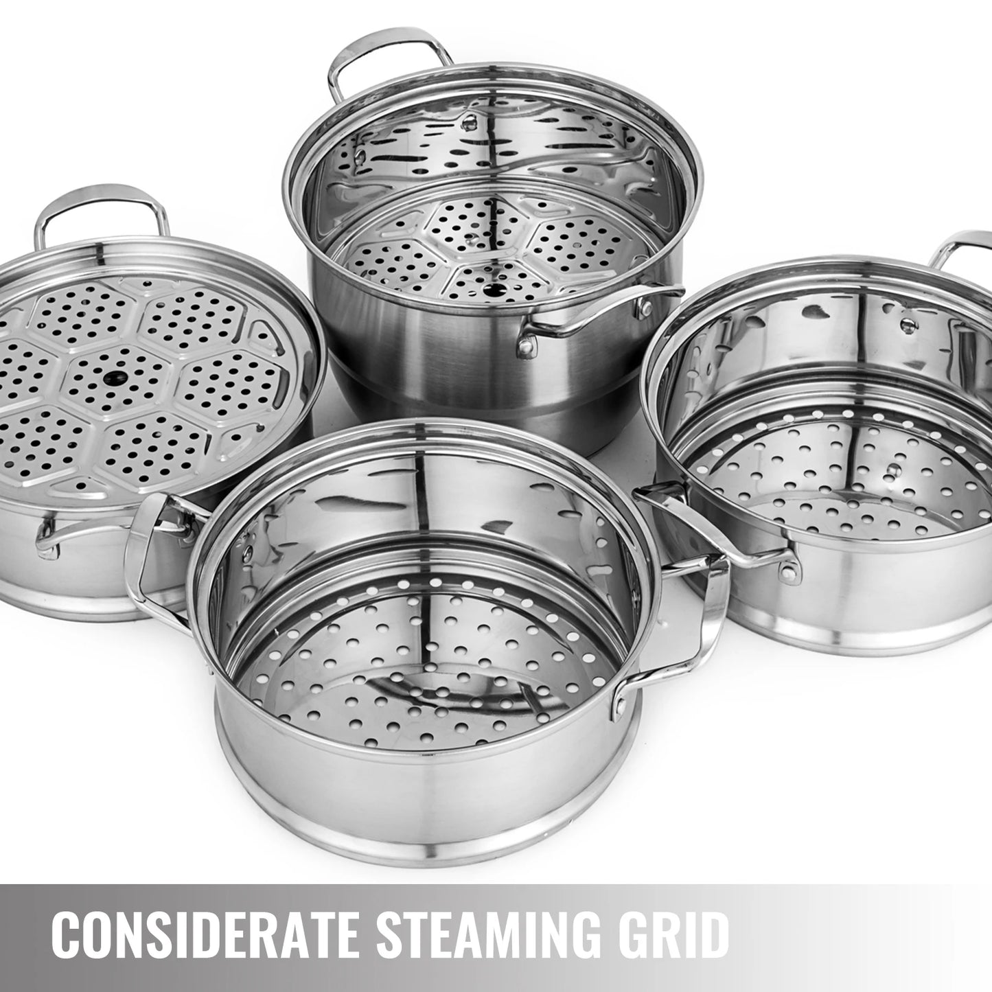 Stoompan  - Stoomkoker - Stoommandje - RVS Stoompan  - Stoommandje RVS - 5 Laags - 30 cm - Stoomkoker voor Groenten, Dumplings & Rijst