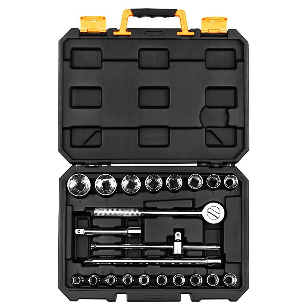 22 Piece Car Tool Set - Professional Wheel Nut Wrench &amp; Sockets - In Storage Case