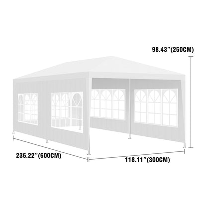 Tuinpaviljoen – Partytent – Tuinpartytent – Tent – Buitentent – Paviljoen – met 6 Verplaatsbare Zijwanden - Waterdicht 210D Oxford Polyester – Stalen Frame Met Roestwerende Coating - 3x6 m - Wit