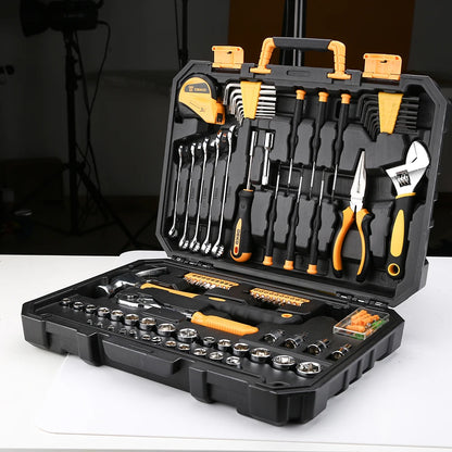 Auto Reparatie Kit – 128-delige Gereedschapsset met Doppenset - Dopsleutel - Hamer & Schroevendraaiers – Complete Toolset voor Auto & Kluswerk