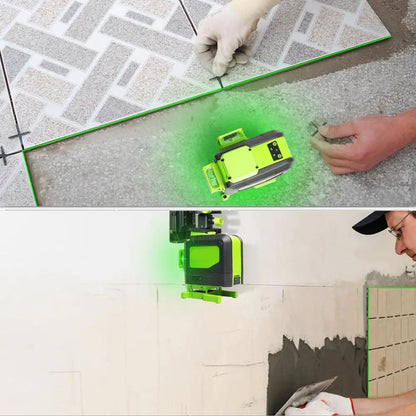 3D Kruislijnlaser – Laserwaterpas – Kruislijnlaser – Zelfnivellerend – Groene Laser – 12 Lijnen – USB Type-C Batterij