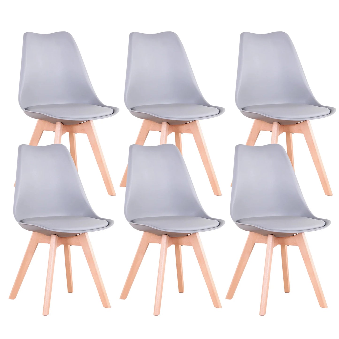 EGOONM Set of 4 / 6 Modern Dining Chairs Kitchen Chairs with Padded Seat Faux Leather Beech Wooden Legs for Kitchen Dining Room