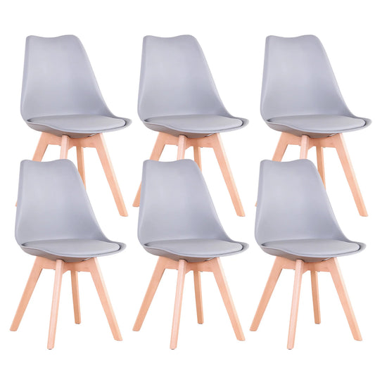 EGOONM Set of 4 / 6 Modern Dining Chairs Kitchen Chairs with Padded Seat Faux Leather Beech Wooden Legs for Kitchen Dining Room