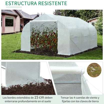 Invernadero – Kas – Tuinkas – Plantenkas – Serre – 450x300x200 cm – UV-bestendige Waterdichte Cover – Muskietennet Ventilatie - QUORE