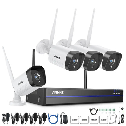 ANNKE WiFi Video Surveillance System with 5MP NVR 3MP IP Cameras Audio Recording Security Cameras AI Detection CCTV Cameras Kit