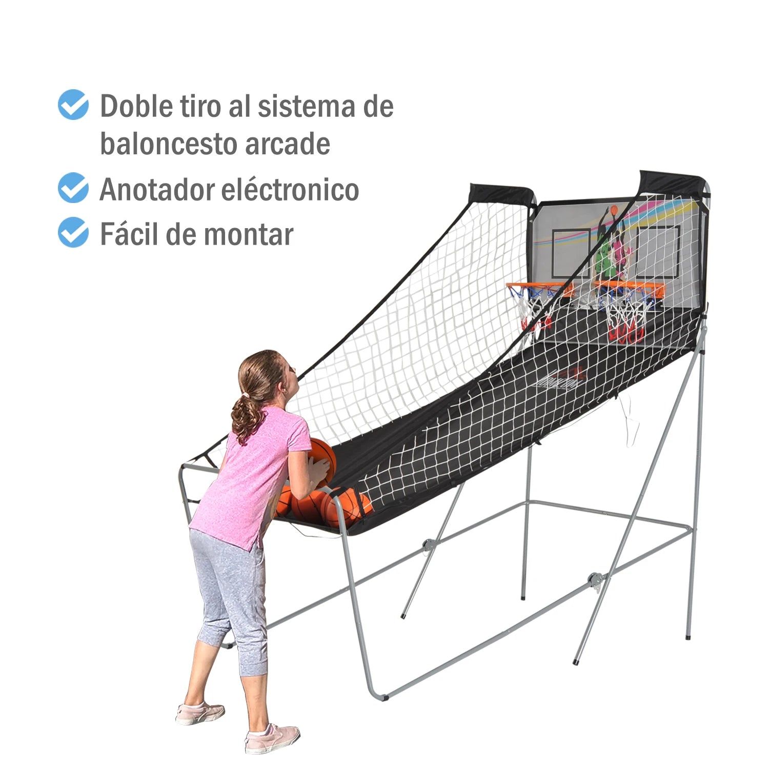Draagbare Basketbalset – Basketbalring – Basketbalbord – Basketbalspel – Basketbalstandaard – Inclusief Elektronisch Scorebord – Stevig Stalen Frame - QUORE
