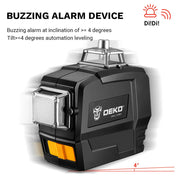 Laser Level - Zelfnivellerend - 12 lijnen - 3D groene laserwaterpas - Klasse II horizontaal en verticaal - Kruislijnen zelfnivellerend - Zonder statief - Zwart