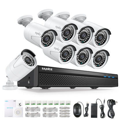 3MP PoE Beveiligingscamera Set – CCTV Camerasysteem – Bewakingscamera – NVR Beveiliging – Video Surveillance Kit – 8 Camera’s – 2TB HDD – Nachtzicht 30 Meter – IP66 Waterdicht - 2TB