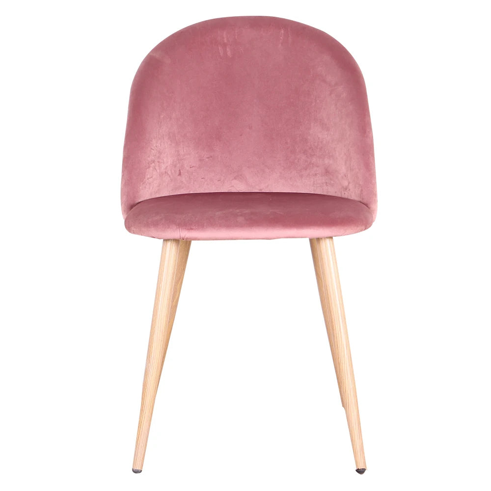 Eetkamerstoelen - Eetstoelen - Keukenstoelen - 6 Stuks - Ergonomische - met Rugleuning - Voor Keuken - Eetgedeelte - Zachte Fluwelen Zitje - Metalen Voeten - 80 x 48 x 43 cm - Roze