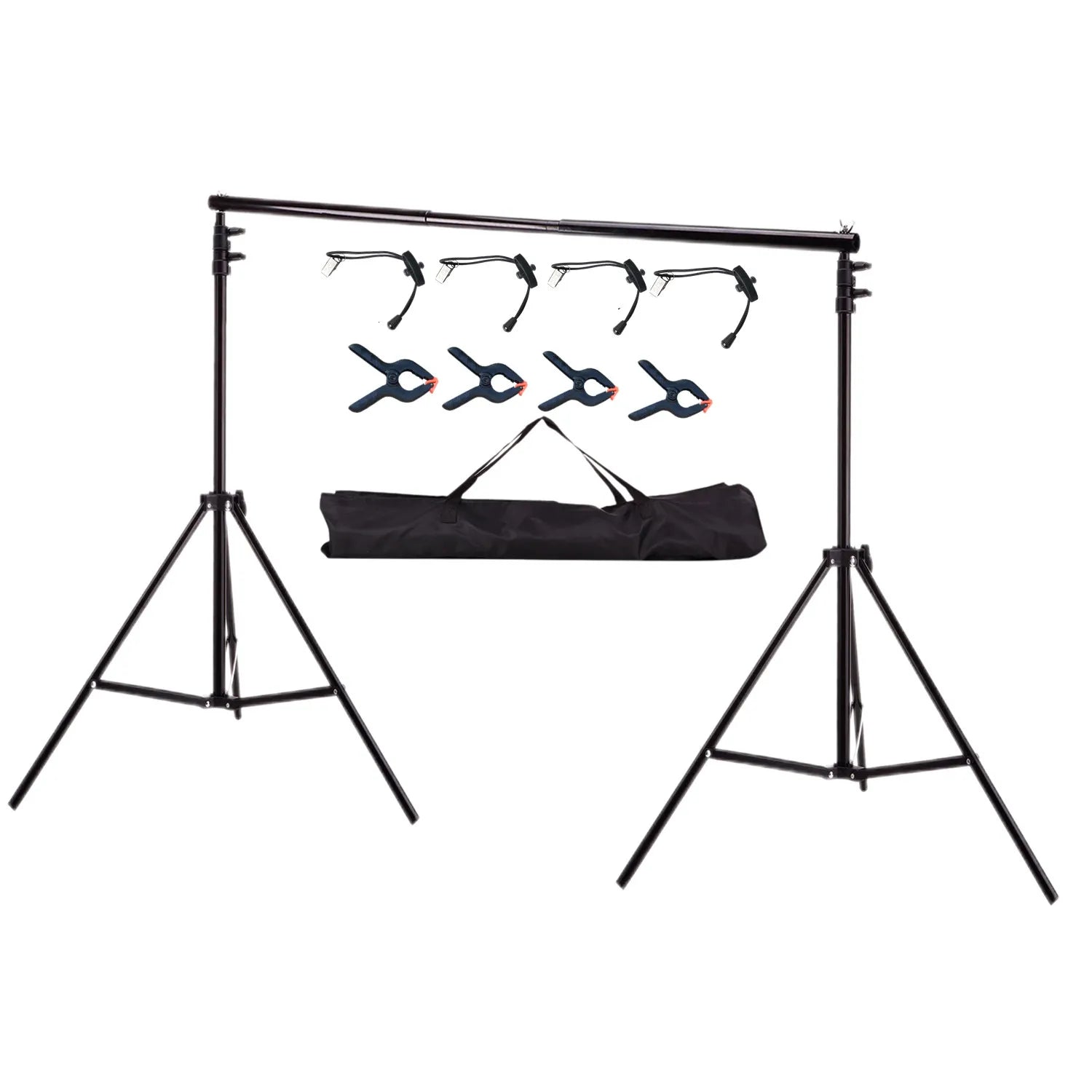 Lacyfans- Achterdoek Stand Kit - 200x200cm - Fotografie Achterdoek Stand Verstelbaar - Fotografie Achtergronden - Aluminium - Zwart - QUORE