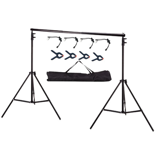 Lacyfans- Achterdoek Stand Kit - 200x200cm - Fotografie Achterdoek Stand Verstelbaar - Fotografie Achtergronden - Aluminium - Zwart - QUORE