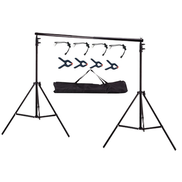 Lacyfans- Achterdoek Stand Kit - 200x200cm - Fotografie Achterdoek Stand Verstelbaar - Fotografie Achtergronden - Aluminium - Zwart