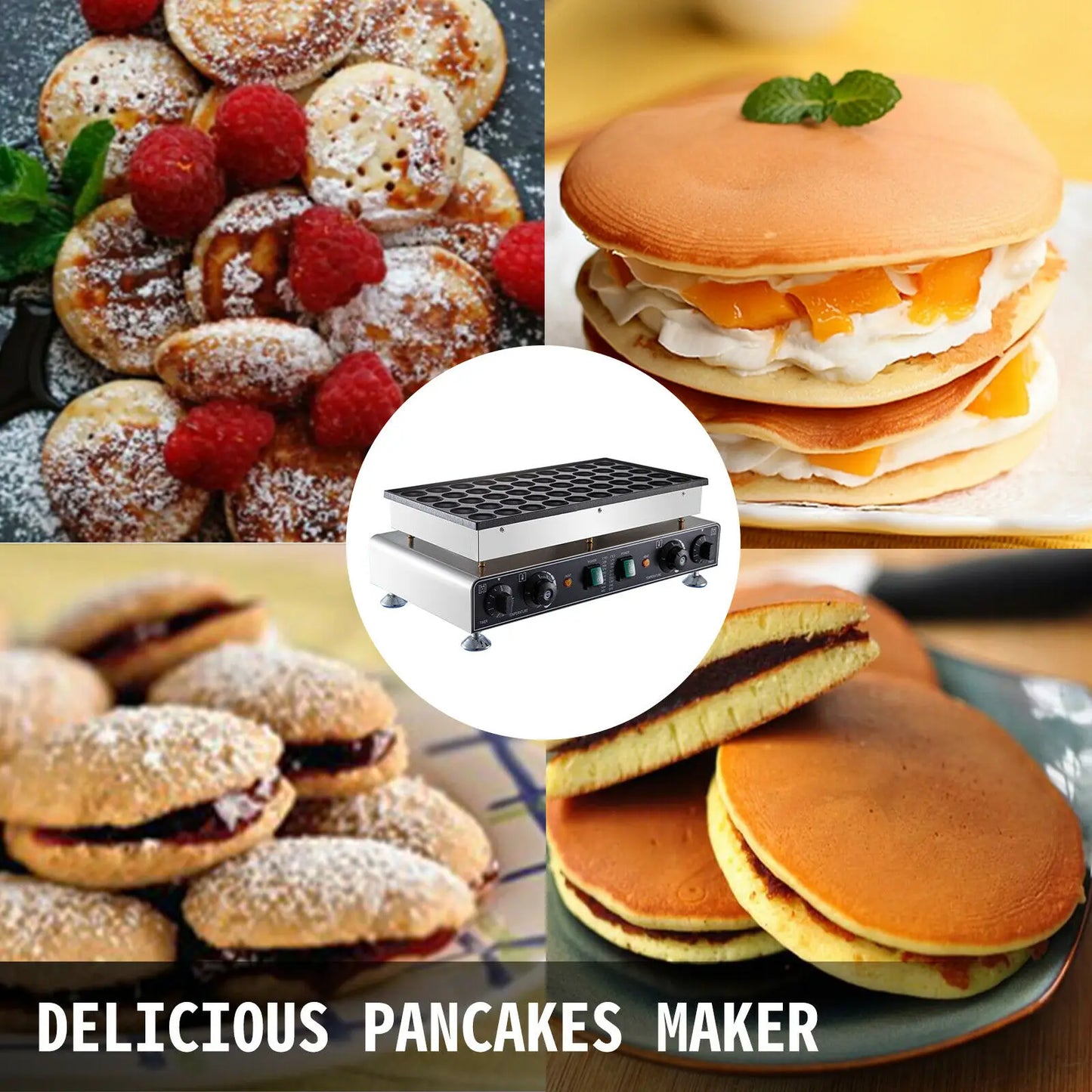 Poffertjesmaker - Poffertjespan - Poffertjespan Inductie - Poffertjespan Elektrisch - Wafelijzer - Wafelmaker - 50 Stuks Wafel- en Dorayaki Machine voor Perfecte Snacks