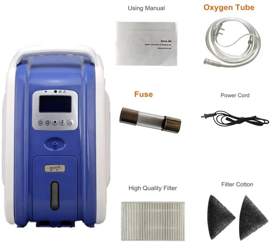 Zuurstofconcentrator – Zuurstofgenerator – Ademhalingsapparaat – Oxygeneer Machine – Medische Concentrator – Instelbare Zuurstofstroom 2-9 L/min – Stil (<38 dB) en Lichtgewicht (7,2 kg)