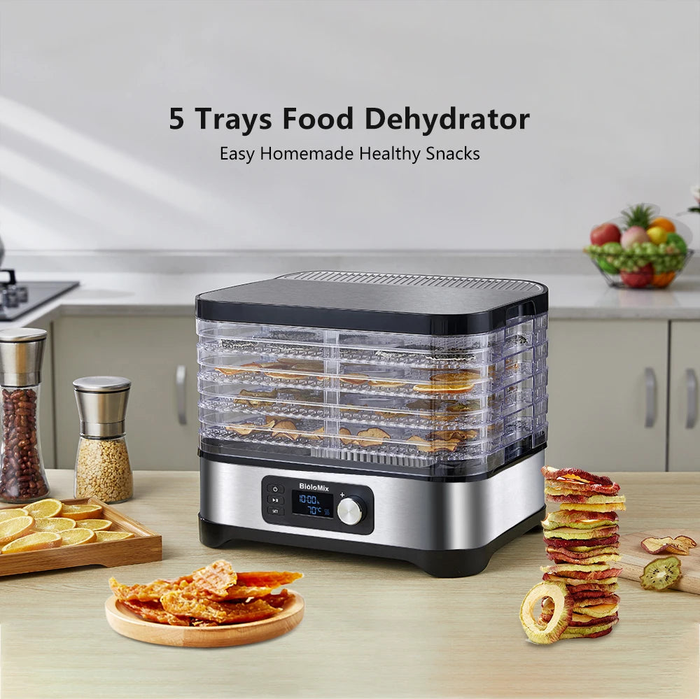 Voedseldroger – Dehydrator - Droogoven - Droogoven Voedseldroger - 5 Lades – Met Digitale Timer & Temperatuurregeling – BPA-vrij - QUORE