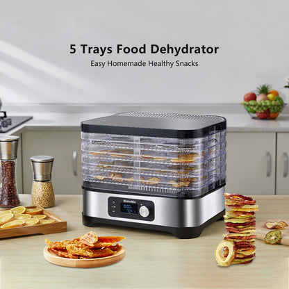 Voedseldroger – Dehydrator - Droogoven - Droogoven Voedseldroger - 5 Lades – Met Digitale Timer & Temperatuurregeling – BPA-vrij - QUORE
