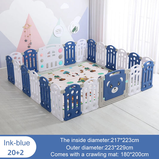 Baby Playpen - Baby Playpen with Safety Door - Non-Slip Playpen - Foldable - Stabiele Veilige Speeltuin Binnen en Buiten - Babyspeeltuin - Opvouwbaar babypark - Kinderpark - Babyspeeltuin - Plastic park voor baby - 20 & 2 - Wit & Blauw