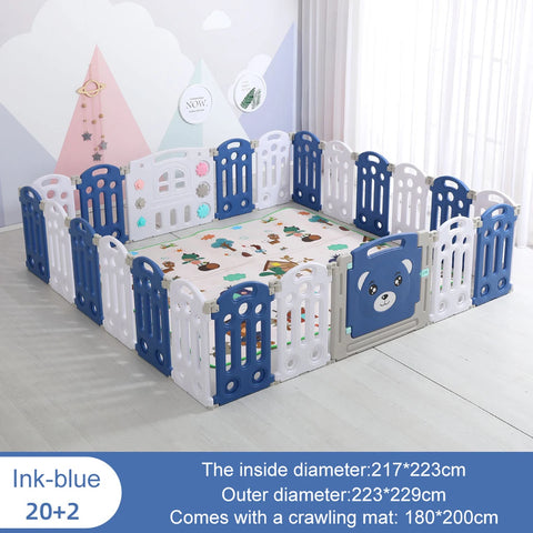 Baby Playpen - Baby Playpen with Safety Door - Non-Slip Playpen - Foldable - Stabiele Veilige Speeltuin Binnen en Buiten - Babyspeeltuin - Opvouwbaar babypark - Kinderpark - Babyspeeltuin - Plastic park voor baby - 20 & 2 - Wit & Blauw