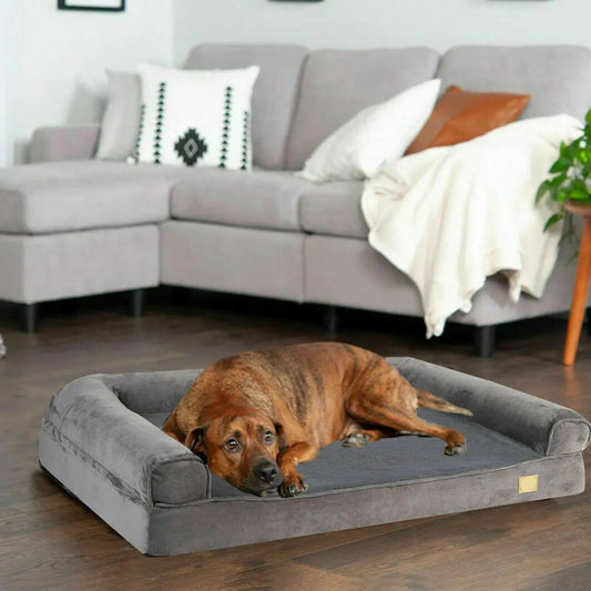Hondenbed - Orthopedisch Hondenbed – Comfortabel & Stevig – Wasbare Hoes – Waterdicht & Anti-Slip – Ideaal voor Honden en Katten - Extra Grote - 120 x 90 x 20 cm - Grijs