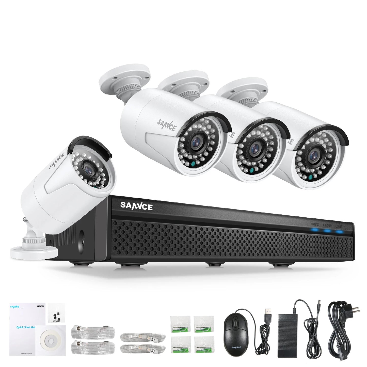Beveiligingssysteem – Bewakingscamera Set – CCTV Camera – Security Camera – 4x 3MP HD Camera’s – PoE Installatie – Nachtzicht 30 Meter – Weerbestendig IP66 - Geen ingebouwde HDD