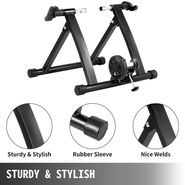 VEVOR Magnetic Indoor Bike Trainer Stand 750W Fluid Resistance 330LBS Bicycle Rear Easel Fits for Wheels 26"-29" Riding Exercise