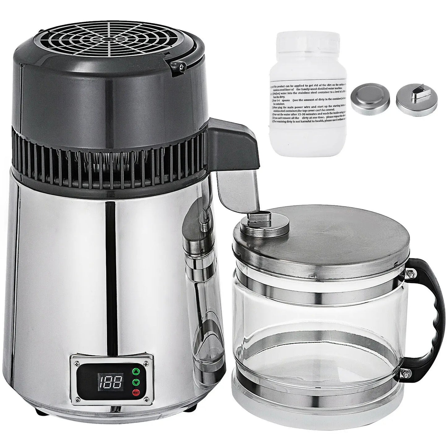 VEVOR 4L Water Distiller Purifier Filter Dispenser Drinking Bottle Softener Dual Temp Display Overheat Protection Home Appliance - QUORE