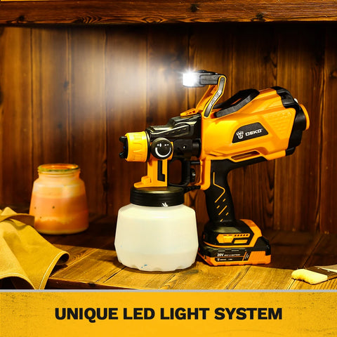 Deko - Spuitpistool - Sproeier - met LED-licht - 3 Mondstukken - 1200ml Grote Capaciteit - High Power Elektrische Verfspuit voor Home DIY - Geel
